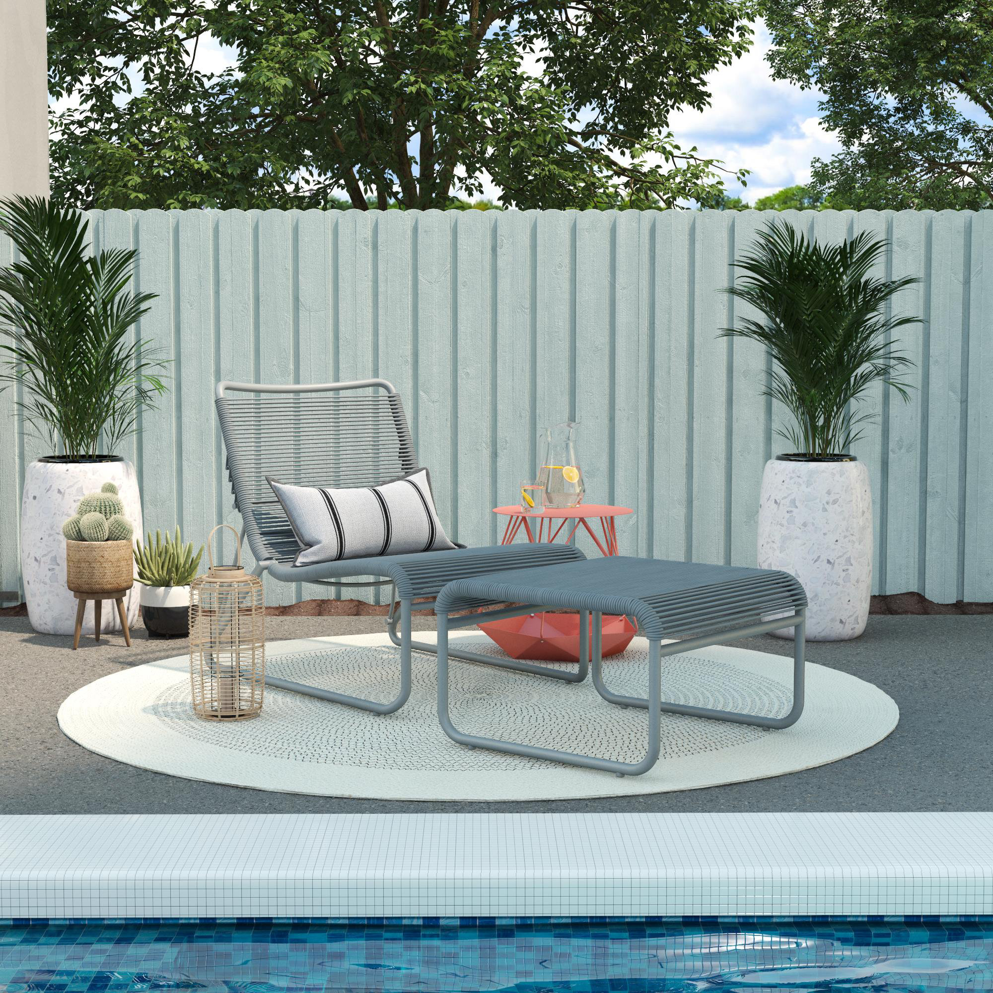 Lita recliner patio chair and ottoman discount